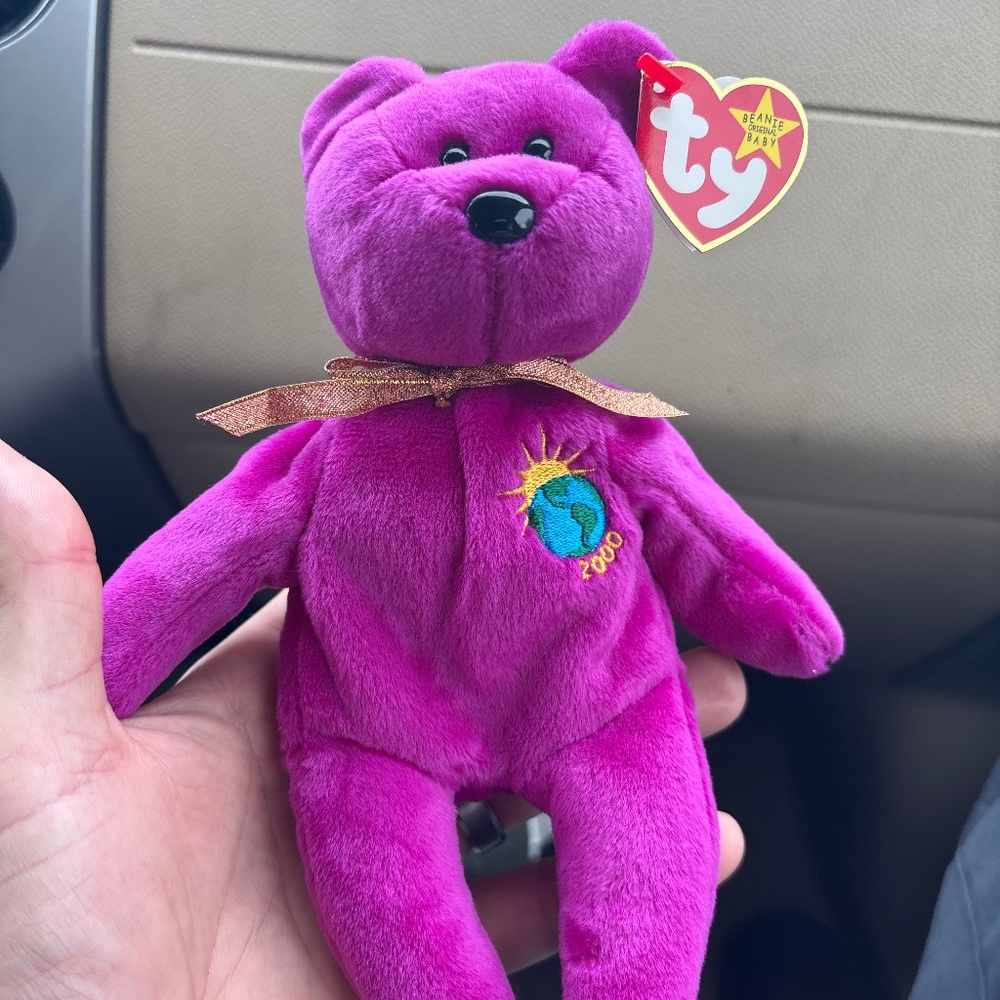 RARE Ty Beanie Baby Bear Millennium 🎊 name spelled wrong! Major ERROR🧸🤦🏻‍♀️